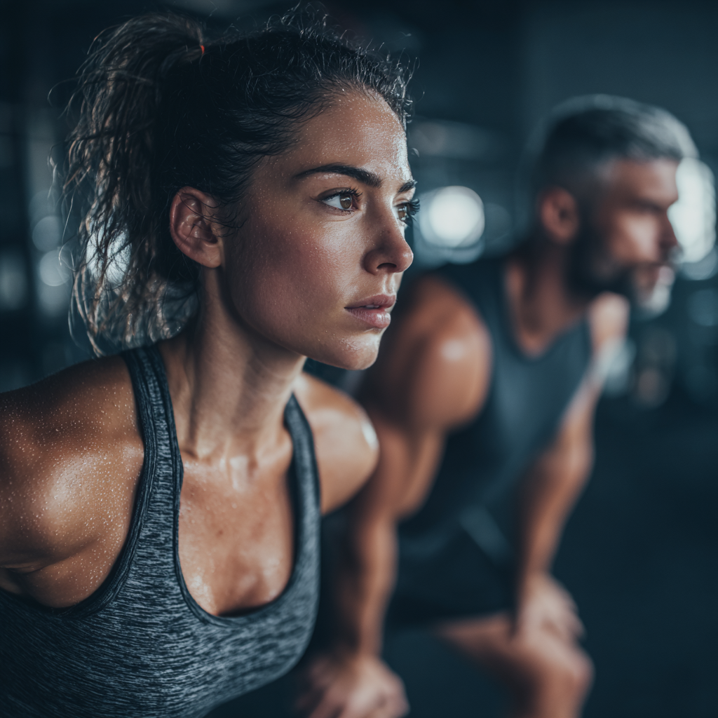 Hungarian adults practicing functional fitness movements in a modern gym setting